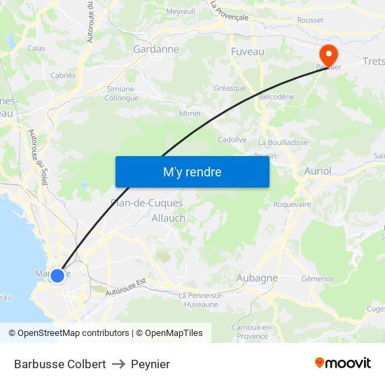 Barbusse Colbert to Peynier map