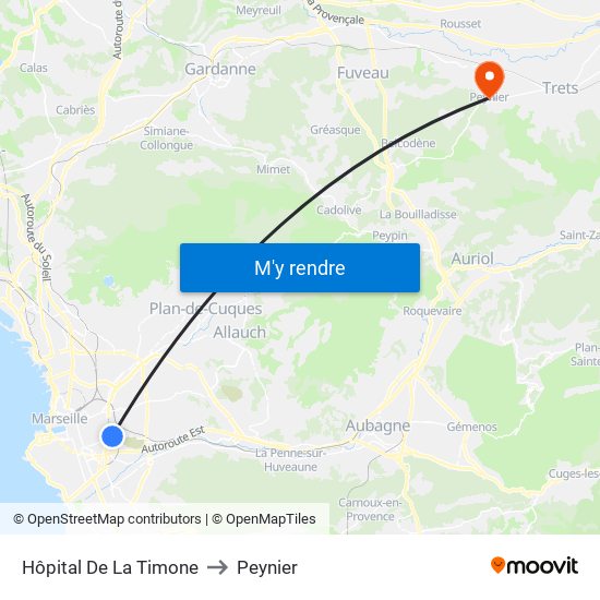 Hôpital De La Timone to Peynier map