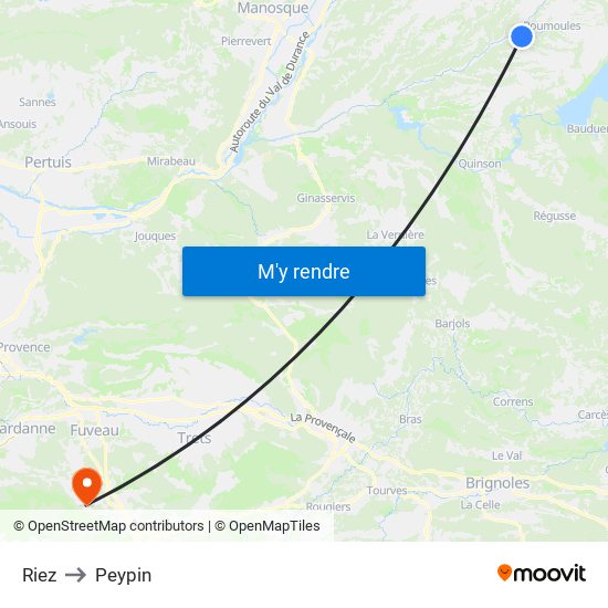 Riez to Peypin map