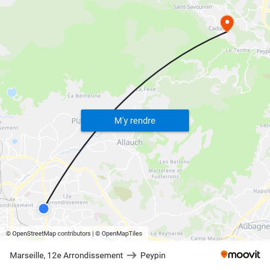 Marseille, 12e Arrondissement to Peypin map