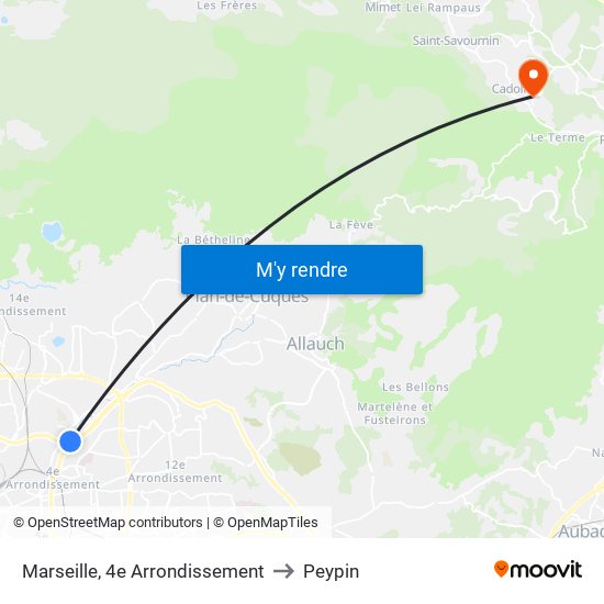Marseille, 4e Arrondissement to Peypin map