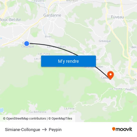 Simiane-Collongue to Peypin map