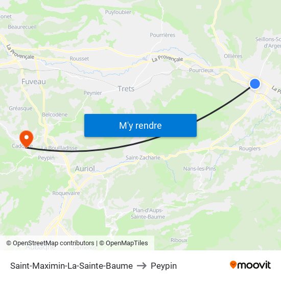 Saint-Maximin-La-Sainte-Baume to Peypin map