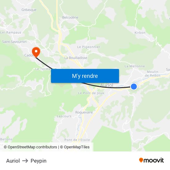 Auriol to Peypin map