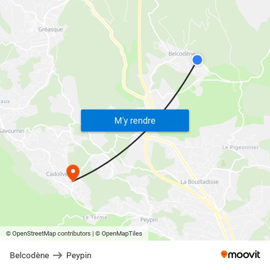 Belcodène to Peypin map