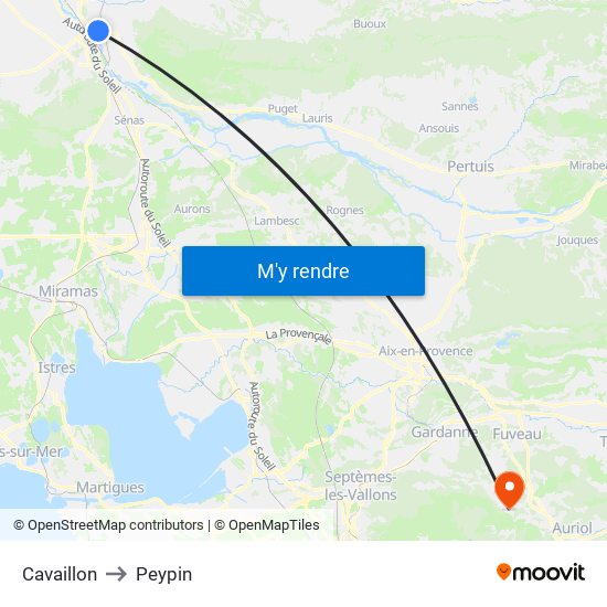 Cavaillon to Peypin map