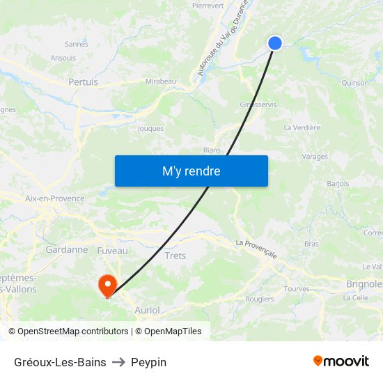 Gréoux-Les-Bains to Peypin map