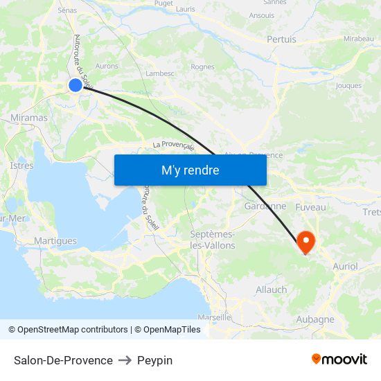 Salon-De-Provence to Peypin map