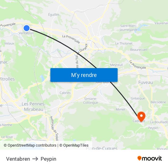 Ventabren to Peypin map
