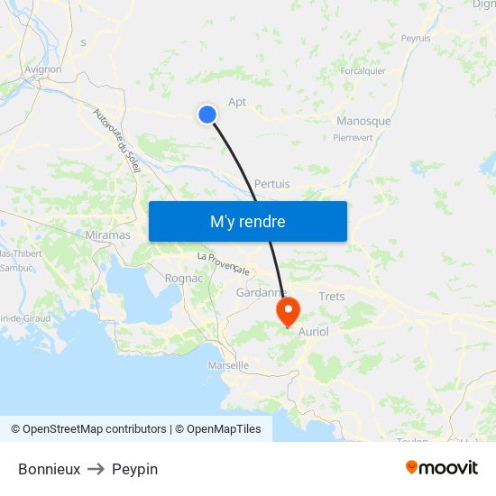 Bonnieux to Peypin map