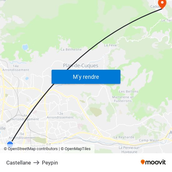 Castellane to Peypin map