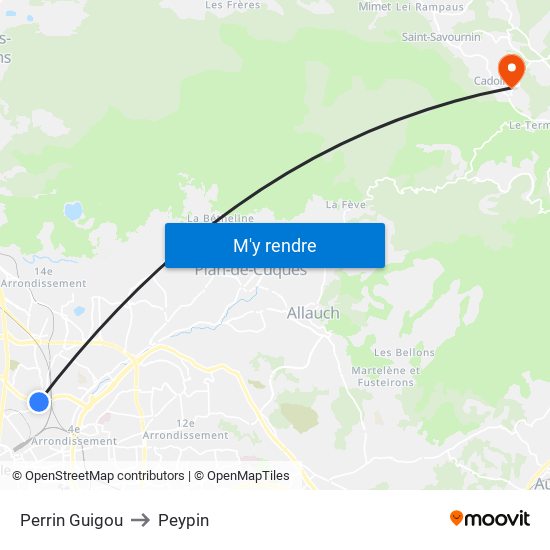 Perrin Guigou to Peypin map