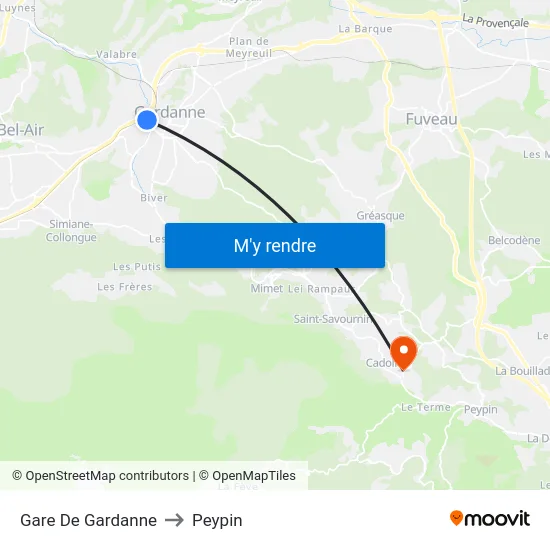 Gare De Gardanne to Peypin map