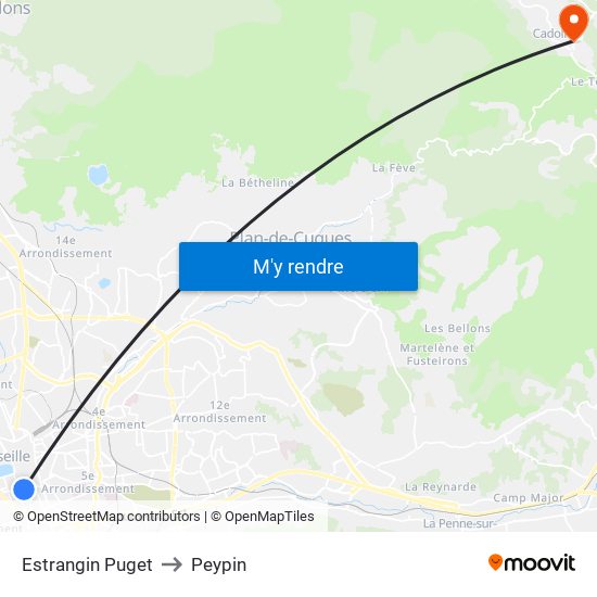 Estrangin Puget to Peypin map