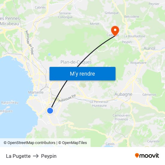 La Pugette to Peypin map