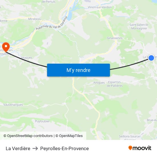La Verdière to Peyrolles-En-Provence map