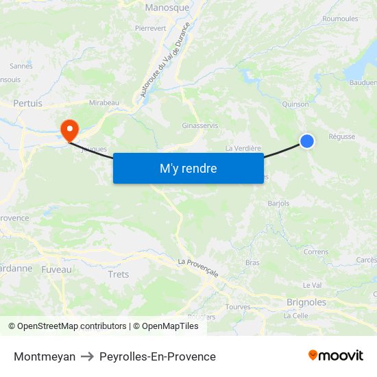 Montmeyan to Peyrolles-En-Provence map