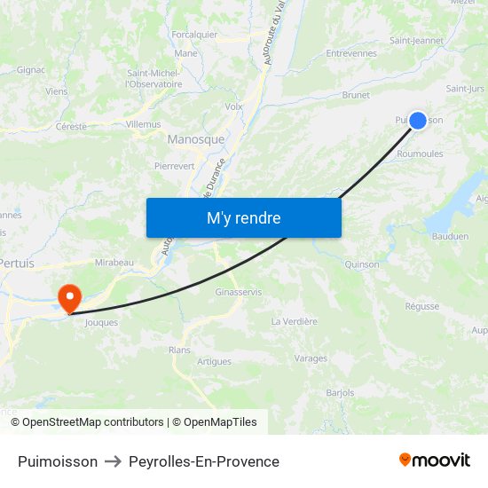 Puimoisson to Peyrolles-En-Provence map