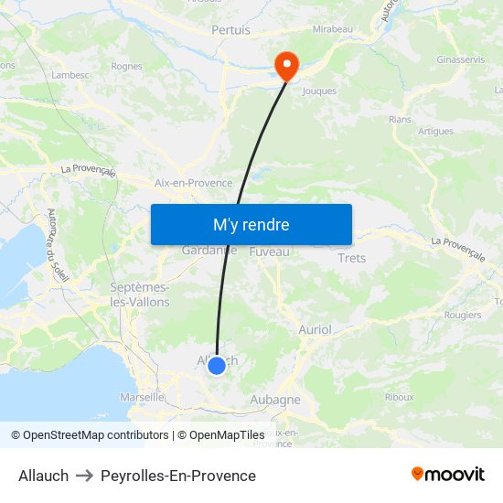 Allauch to Peyrolles-En-Provence map