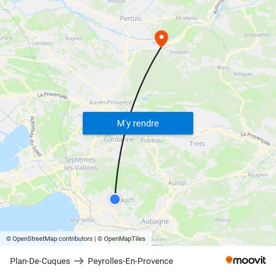 Plan-De-Cuques to Peyrolles-En-Provence map