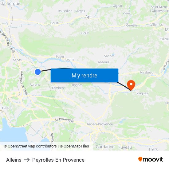 Alleins to Peyrolles-En-Provence map