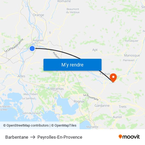 Barbentane to Peyrolles-En-Provence map