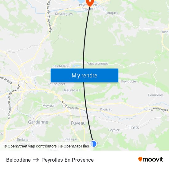 Belcodène to Peyrolles-En-Provence map