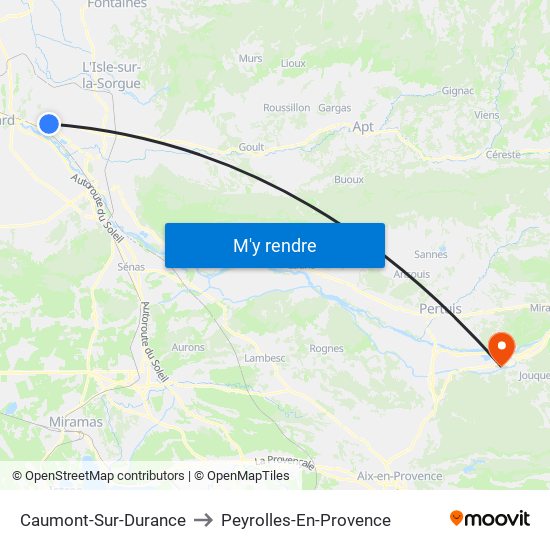 Caumont-Sur-Durance to Peyrolles-En-Provence map