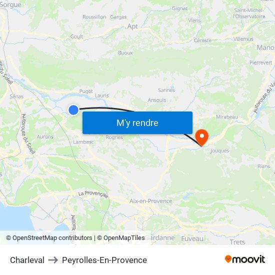 Charleval to Peyrolles-En-Provence map