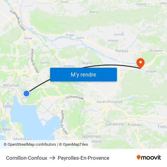 Cornillon-Confoux to Peyrolles-En-Provence map