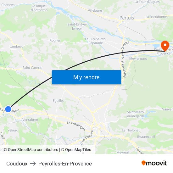 Coudoux to Peyrolles-En-Provence map