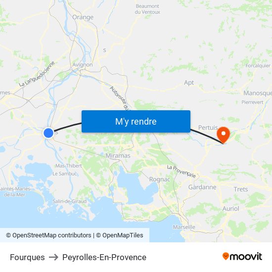 Fourques to Peyrolles-En-Provence map
