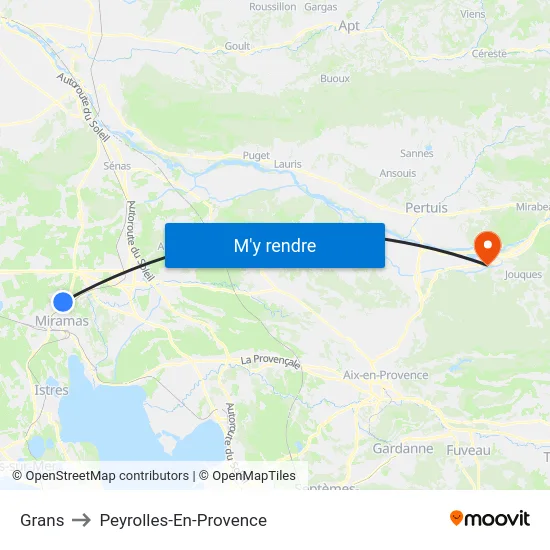 Grans to Peyrolles-En-Provence map