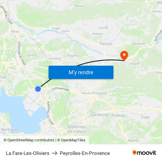 La Fare-Les-Oliviers to Peyrolles-En-Provence map