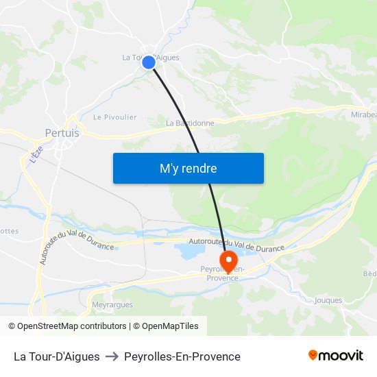 La Tour-D'Aigues to Peyrolles-En-Provence map
