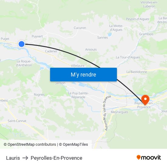 Lauris to Peyrolles-En-Provence map