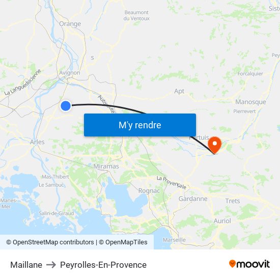 Maillane to Peyrolles-En-Provence map