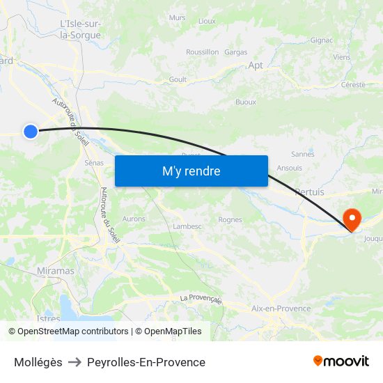 Mollégès to Peyrolles-En-Provence map