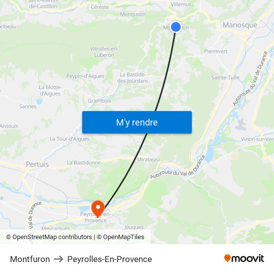 Montfuron to Peyrolles-En-Provence map