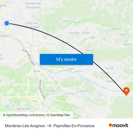 Morières-Lès-Avignon to Peyrolles-En-Provence map