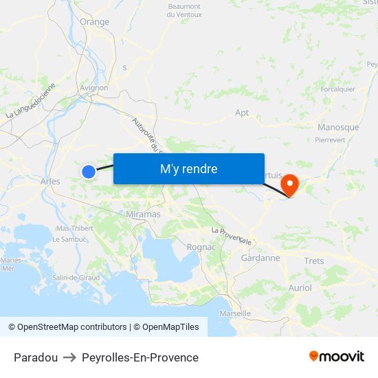 Paradou to Peyrolles-En-Provence map