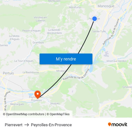 Pierrevert to Peyrolles-En-Provence map
