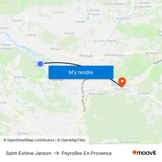 Saint-Estève-Janson to Peyrolles-En-Provence map