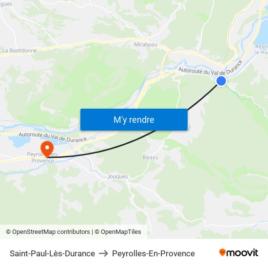Saint-Paul-Lès-Durance to Peyrolles-En-Provence map