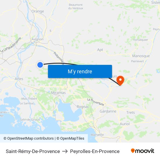 Saint-Rémy-De-Provence to Peyrolles-En-Provence map