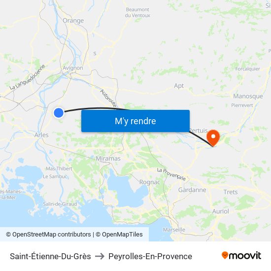 Saint-Étienne-Du-Grès to Peyrolles-En-Provence map