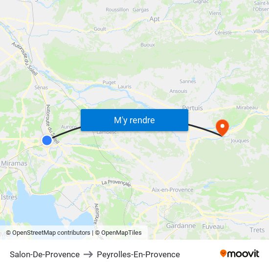 Salon-De-Provence to Peyrolles-En-Provence map