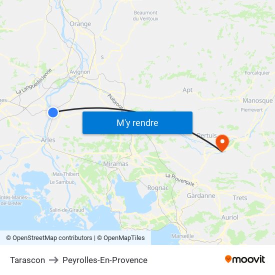 Tarascon to Peyrolles-En-Provence map