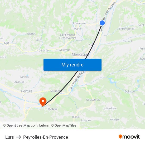 Lurs to Peyrolles-En-Provence map