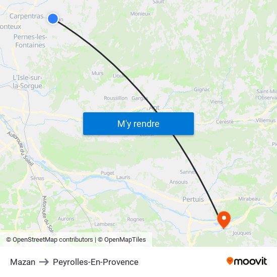 Mazan to Peyrolles-En-Provence map